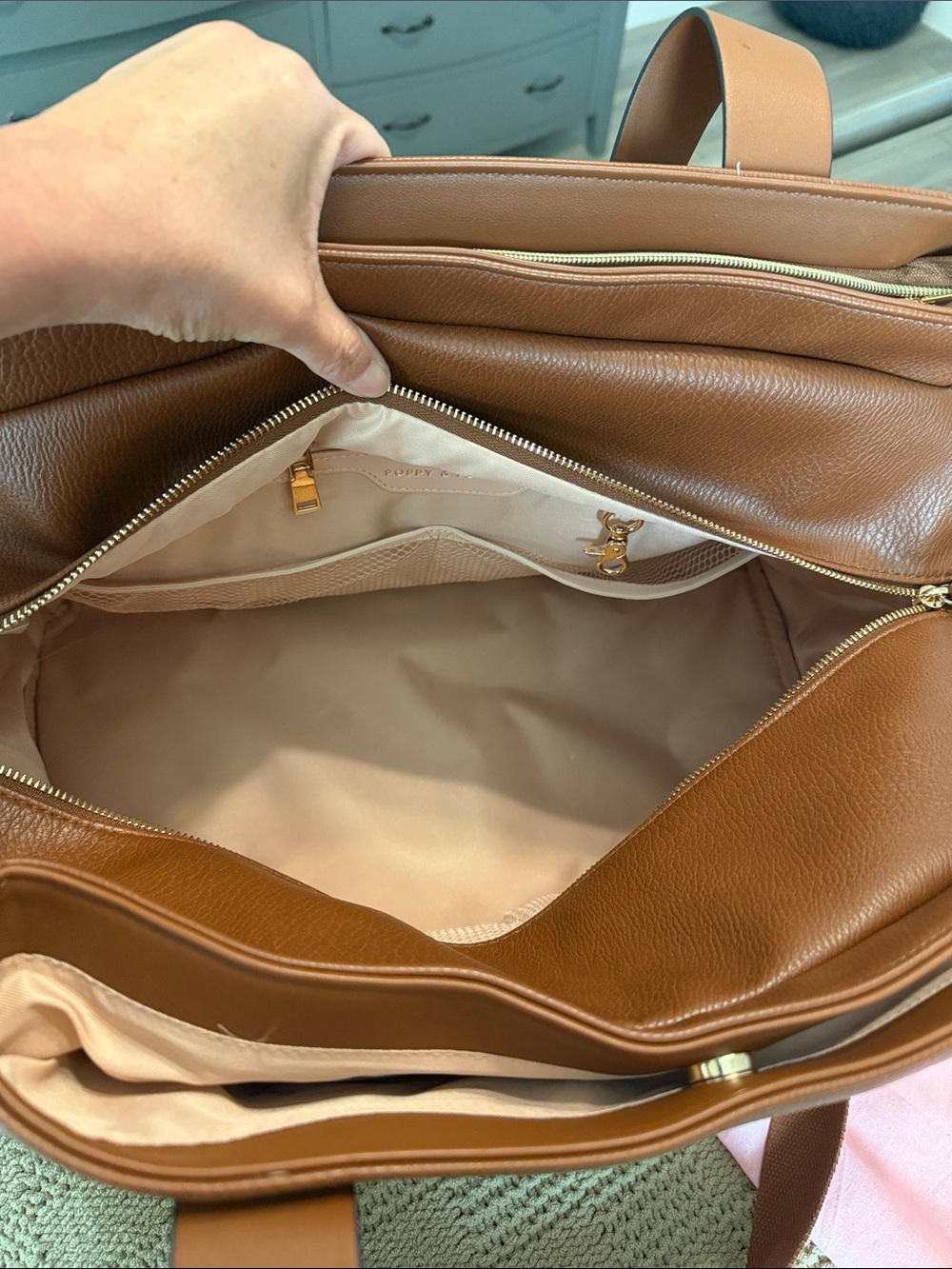 Poppy & Peonies Cognac Mini Voyager - Picture 2 of 9